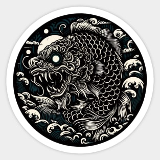 Japanese horror fish Sticker